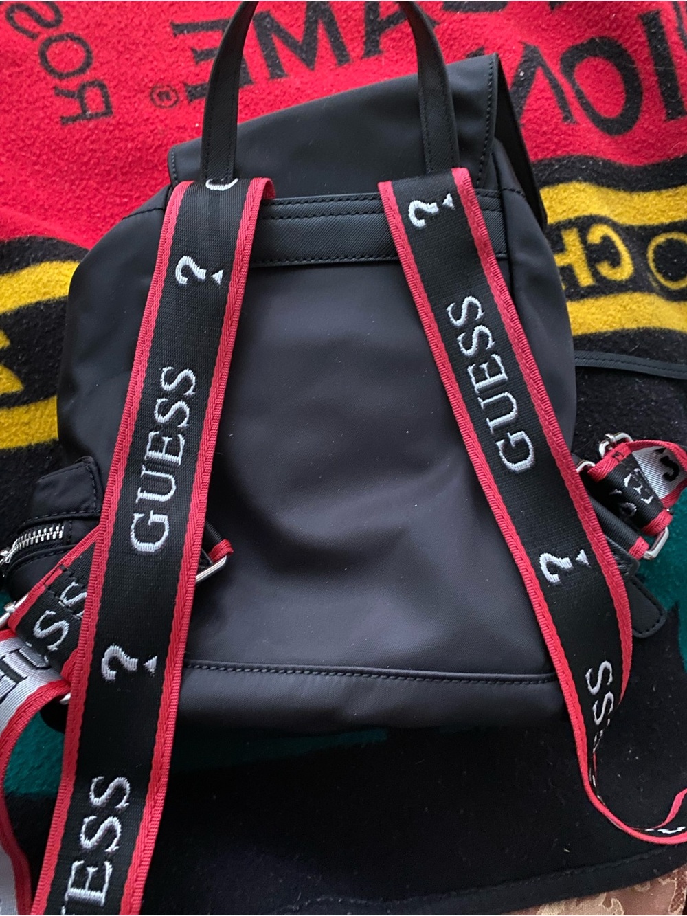 GUESS Black Mini Nylon Drawstring Backpack - Picture 2 of 2
